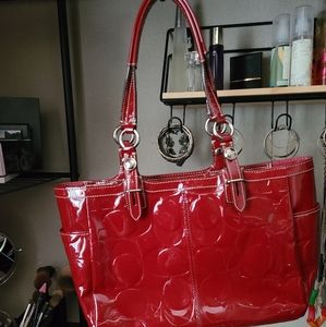 Red Leather Coach Bag
